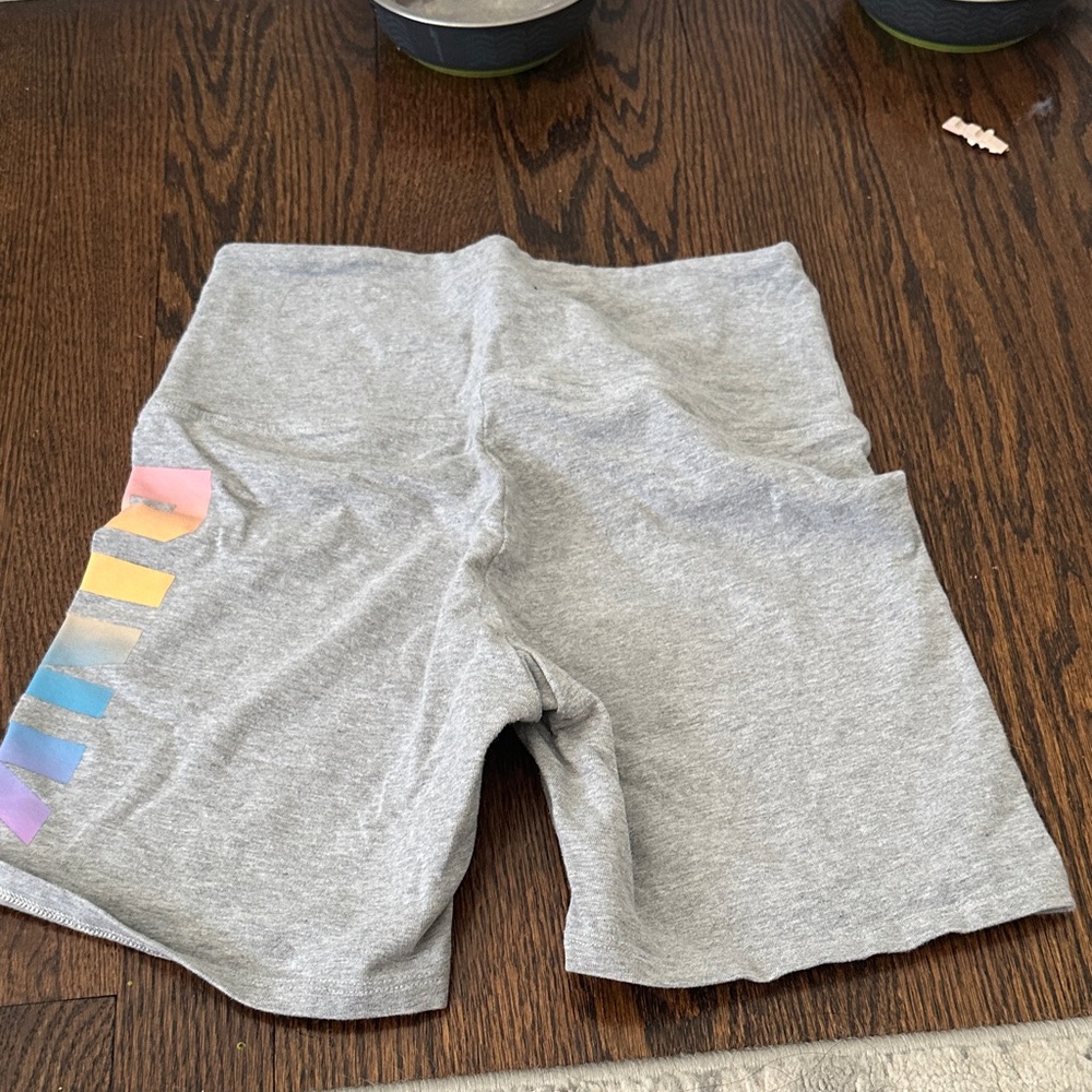 PINK Victoria's Secret Gray Kids Shorts with Rainbow Stripes